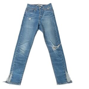 Levi's Wedgie Skinny Jeans Button Fly High Rise Ankle Crop Distressed‎ Women's
